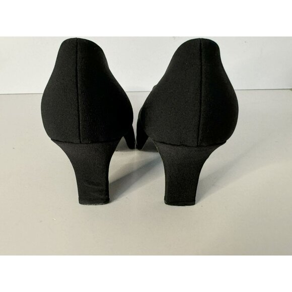 Prada Womens Vero Cucio 37.5  Black Fabric Square Toe Mid Heels Made in Italy - Picture 5 of 9